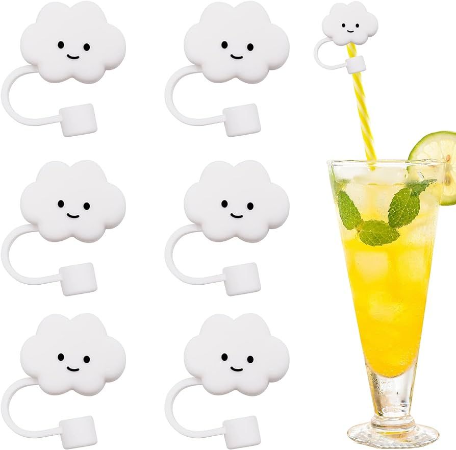 6Pcs Cute Cloud Straw Covers Cap Reusable Straw Toppers Dust-Proof Straw Tips Cover for 1/4inch(6... | Amazon (US)