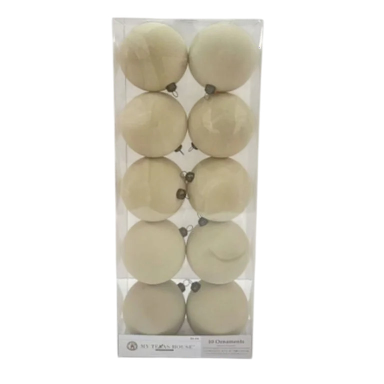 10 Count Tan Flocked Christmas Ornaments, 4.3 in, by My Texas House | Walmart (US)