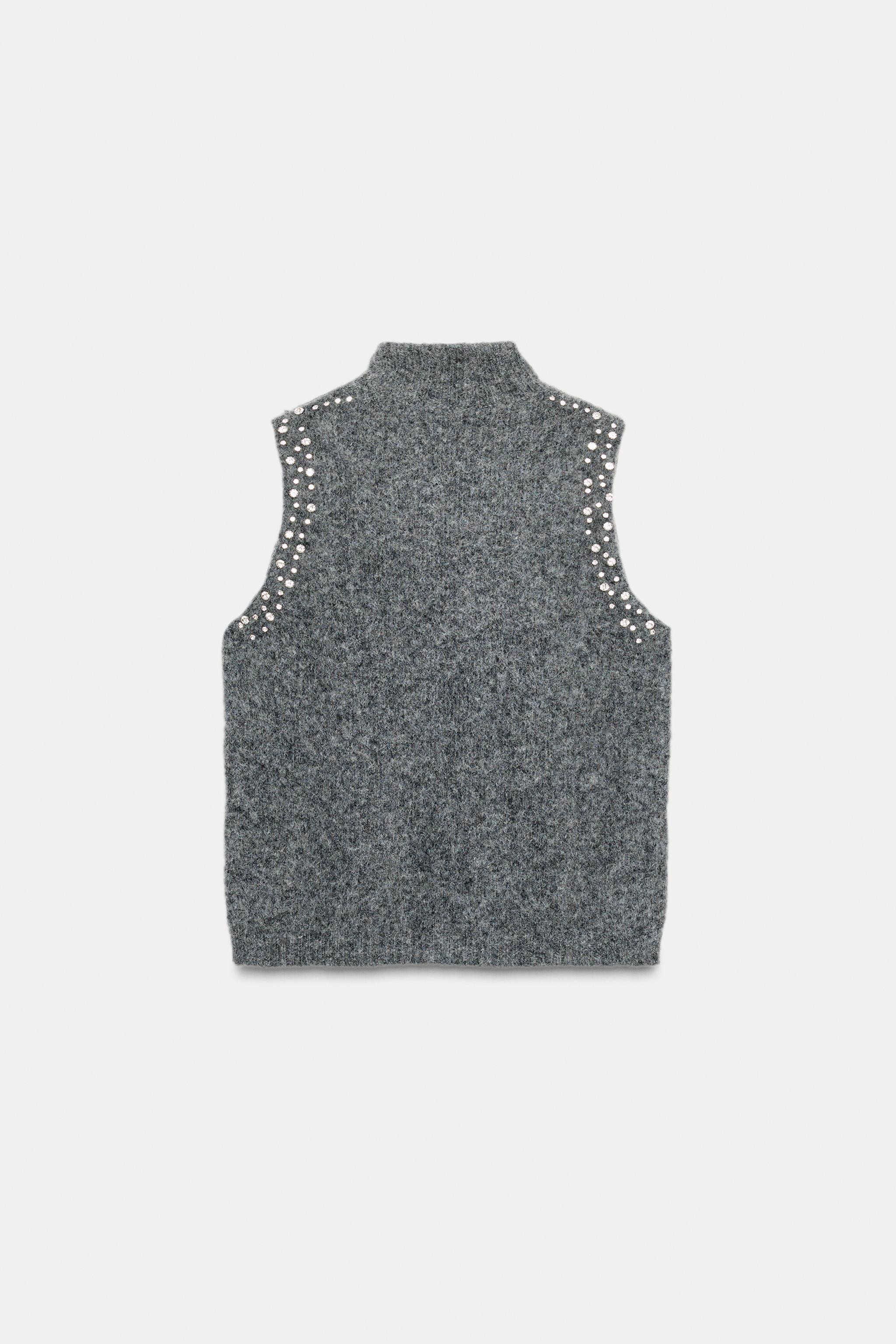 WOOL BLEND TOP WITH RHINESTONE BEADS | Zara UK