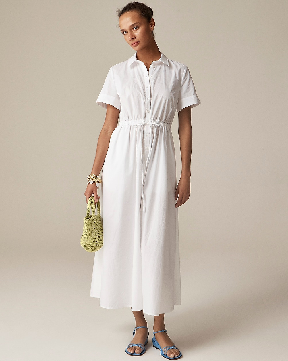 Cerise shirt-dress in cotton poplin | J. Crew US