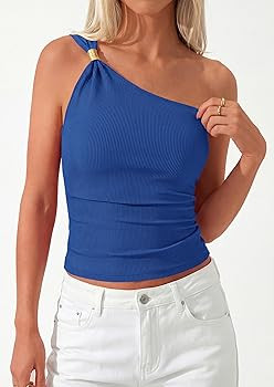 PRETTYGARDEN One Shoulder Going Out Tops for Women Trendy 2026 Summer Y2K Clothes Sleeveless Fitt... | Amazon (US)