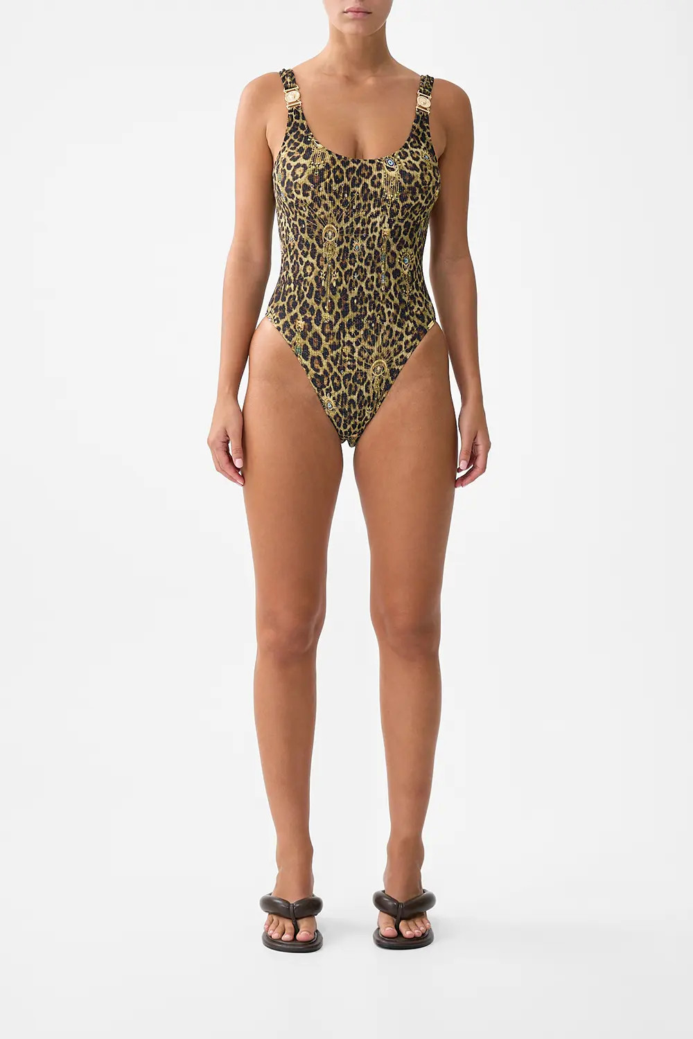 Crinkle Stretch Scoop Neck One Piece With Strap Trims (Women) | Nordstrom | Nordstrom