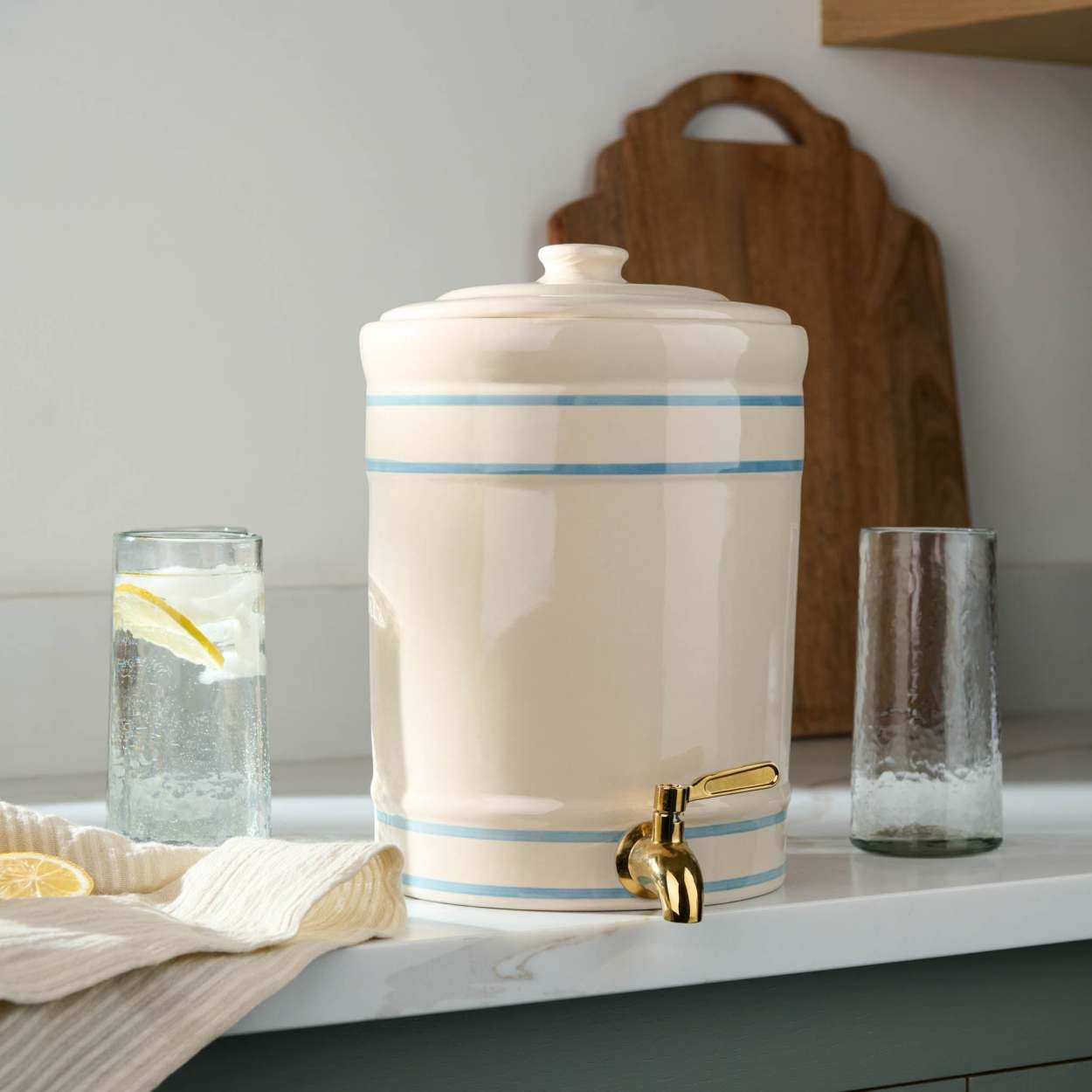 Vintage Blue Stripe Drink Dispenser | Magnolia