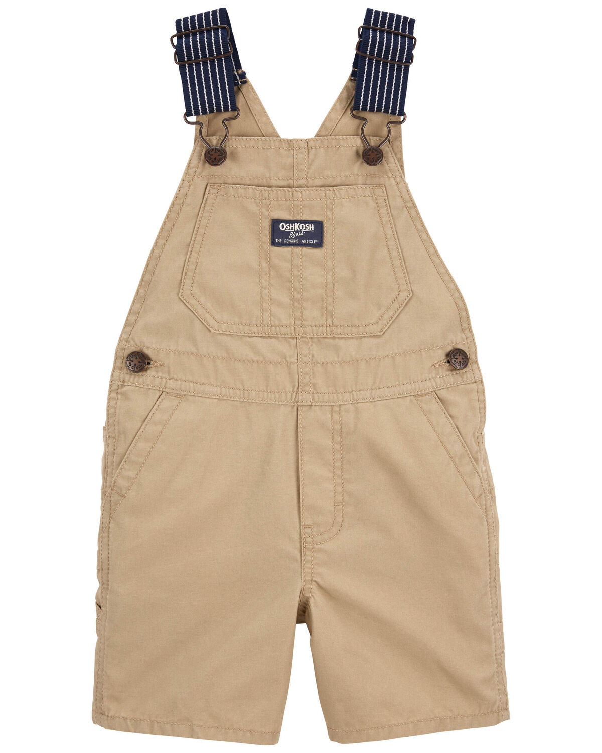 Khaki Toddler Hickory Stripe Strap Shortalls | carters.com | Carter's