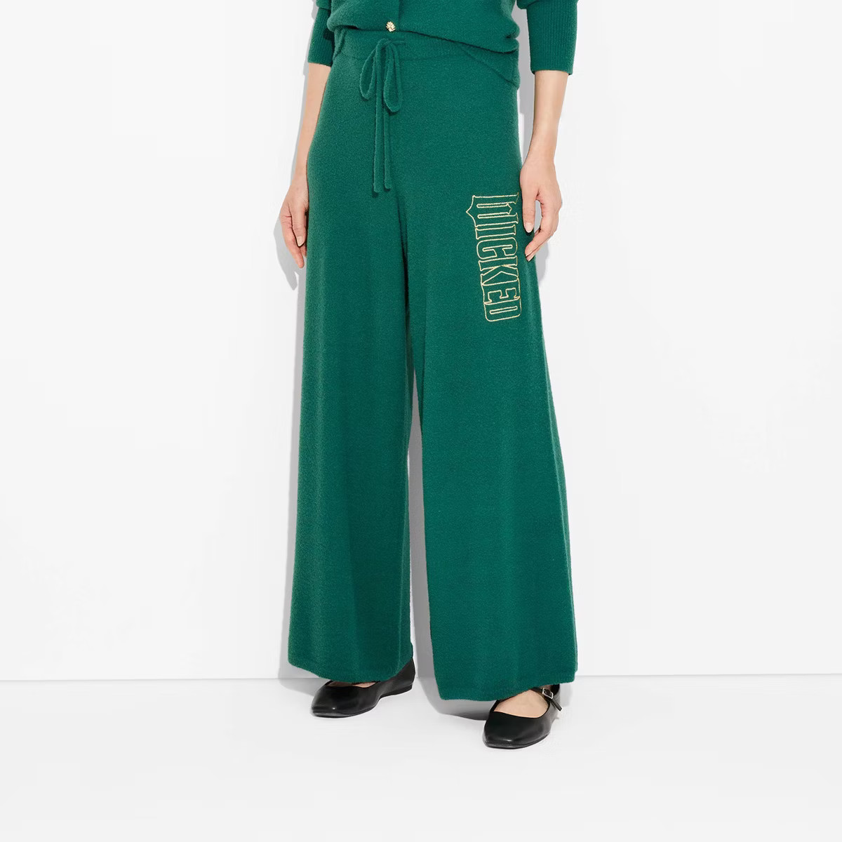 Adult Wicked Graphic Sweater Rib Bottom - Green | Target