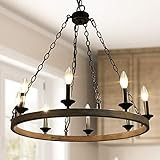 LOG BARN Wagon Wheel Chandelier for Living Room, 8-Light Farmhouse Chandelier for Dining Room, Metal | Amazon (US)