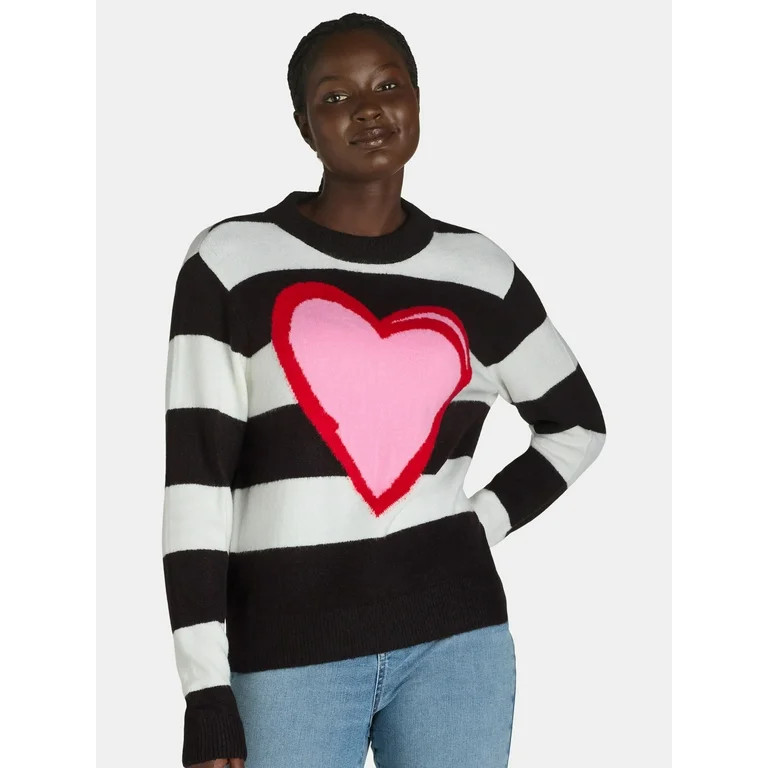 99 Jane Street Women’s and Women's Plus Striped Sweater with Bow Design, Sizes XS-4X | Walmart (US)