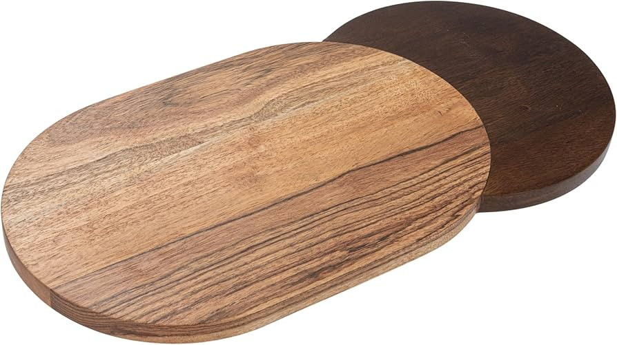 Bloomingville Oval Two-Tone Wood Cheese and Serving Board, Natural and Walnut | Amazon (US)
