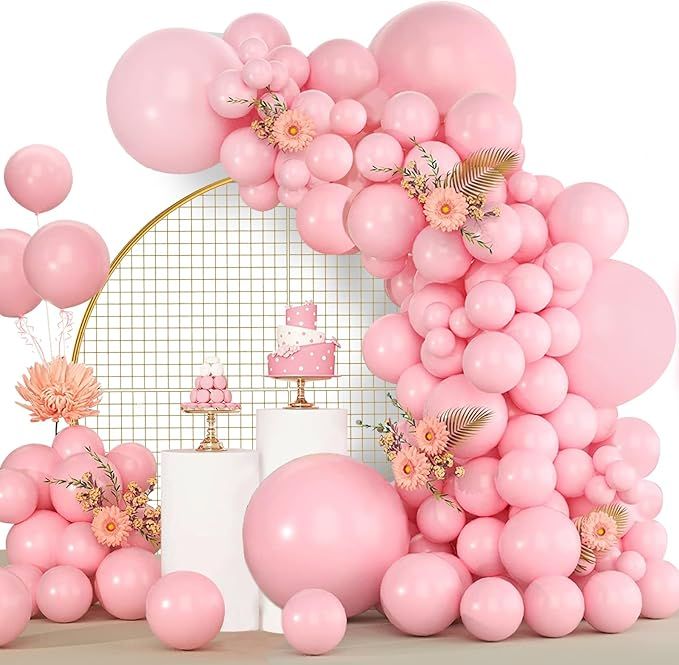 Pink Balloons 120pcs Pastel Pink Balloon Garland Arch Kit, 18 12 10 5 Inch Light Pink Balloons fo... | Amazon (UK)