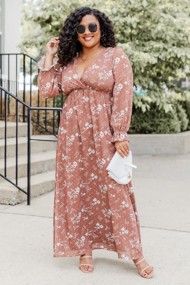 Beautifully You Brown Floral Maxi Dress | Pink Lily