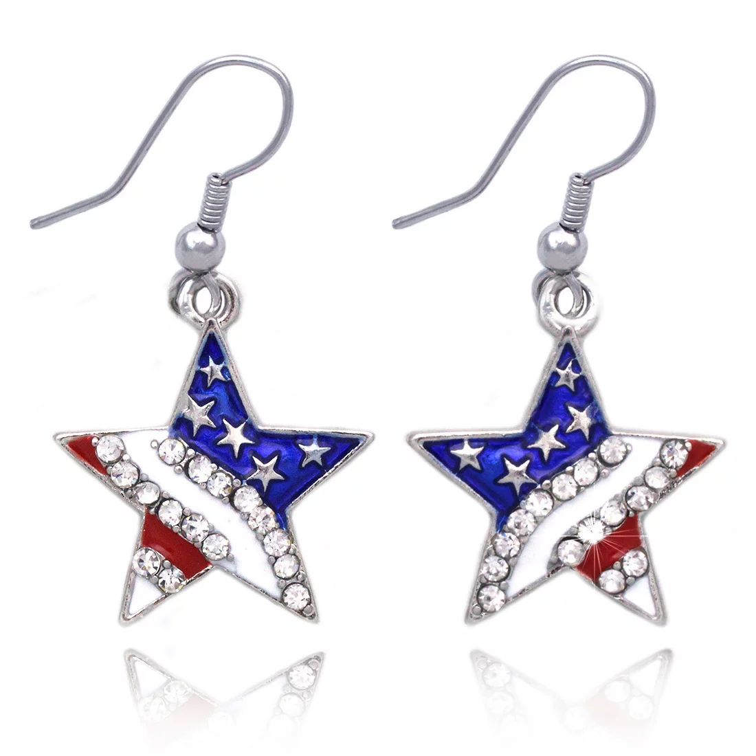 cocojewelry 4th of July US Flag Star Dangle Hook Earrings Independence Day Jewelry - Walmart.com | Walmart (US)