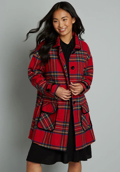 Sending Plaid Tidings Coat | ModCloth