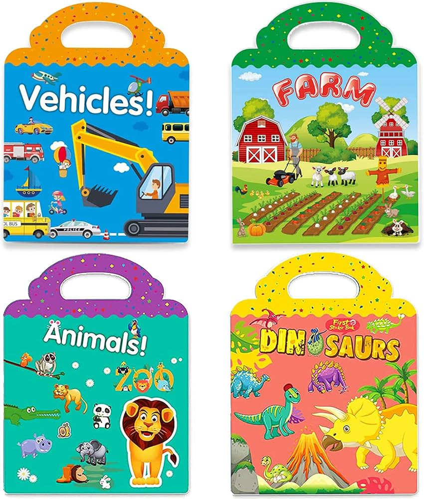 Reusable Sticker Books for Kids, 4 Sets Removable Toddler Sticker Book for Girls Boys Educational... | Amazon (US)