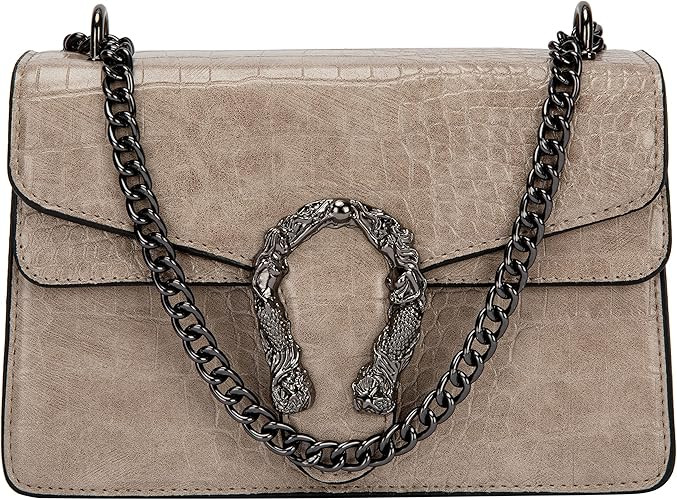Trendy Chain Strap Crossbody Bag For Women - Luxurious Snakeskin-Print Leather Shoulder Pursel La... | Amazon (US)