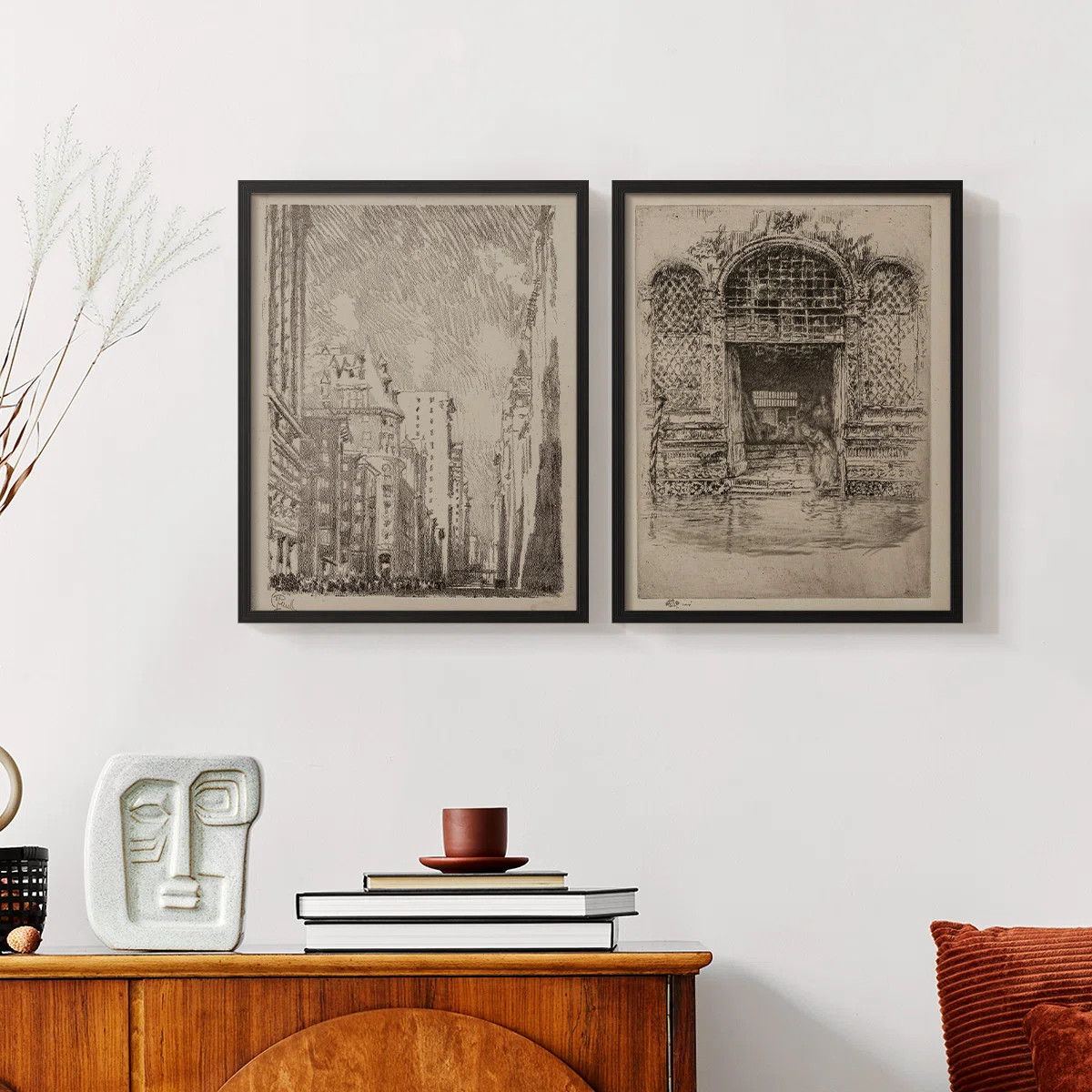 Vintage  Sketch XI  -Framed Giclee Print - Set of 2 (Set of 2) | Wayfair North America