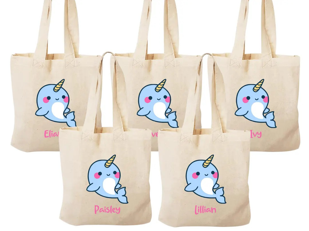 Personalized Narwhal Party Favor Bags: Ocean Theme Mini Tote - Etsy | Etsy (Global)