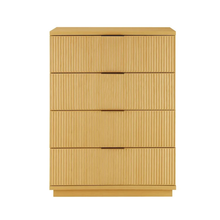 Better Homes & Gardens Lillian Fluted 4-Drawer Dresser, Natural Pine Finish | Walmart (US)