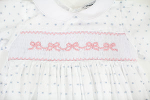 Blue Swiss Dot Bows Smocked Bloomer Set | Smockingbird Kids