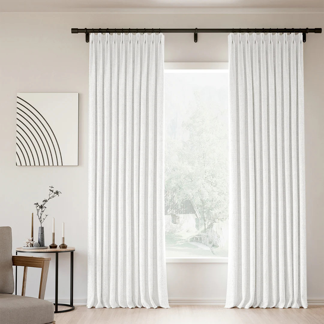 Pinch Pleated Lille Linen Memory Trained Blackout Curtains Natural Modern Custom Drapes | Homerilla