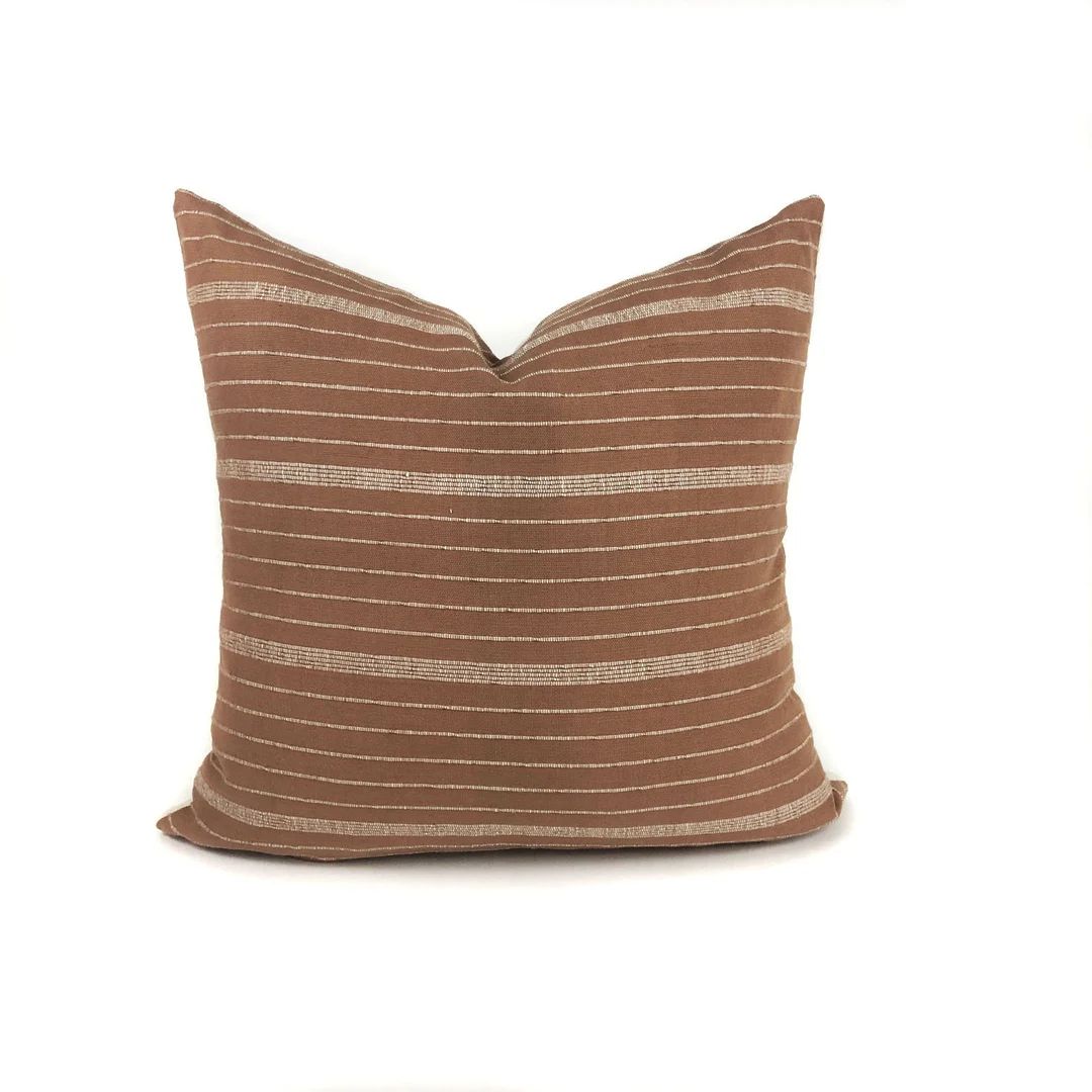 Cusco Stripe Pillow Cover Designer Pillow in Terracotta Rust - Etsy | Etsy (US)