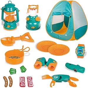 FUN LITTLE TOYS Kids Play Tent, Pop Up Tent with Kids Camping Gear Set, Outdoor Toys Camping Tool... | Amazon (US)