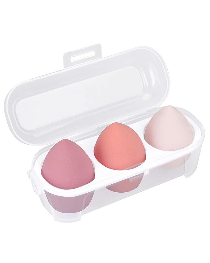 Makeup Sponge Case Blender Beauty Foundation Holder Blending Sponge Egg Set Makeup Sponge Wet And Dr | Amazon (US)