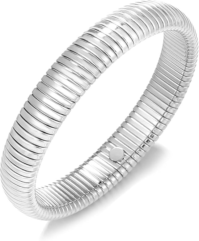 CONRAN KREMIX Gold Chunky Bangle Stretch Bracelets For Women 14K Real Gold Filled Stainless Steel... | Amazon (US)