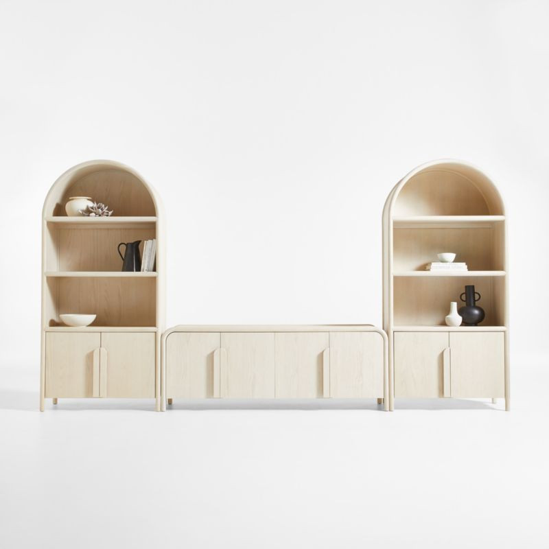 Annie 149" Whitewash Wood Storage Media Console Set by Leanne Ford + Reviews | Crate & Barrel | Crate & Barrel