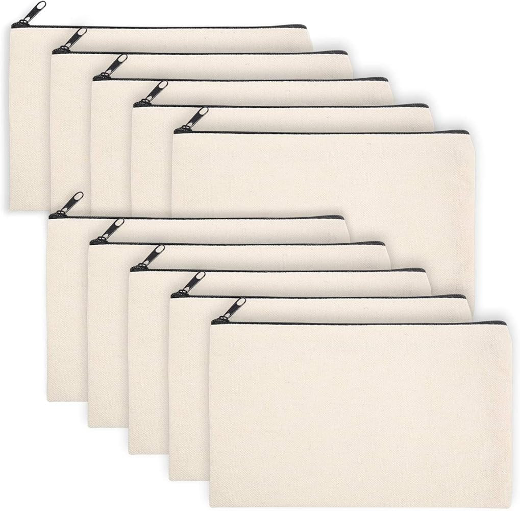 Legigo Blank DIY Craft Canvas Pencil Case - Makeup Pouch, Multi-Purpose Travel Toiletry Zipper Ba... | Amazon (US)