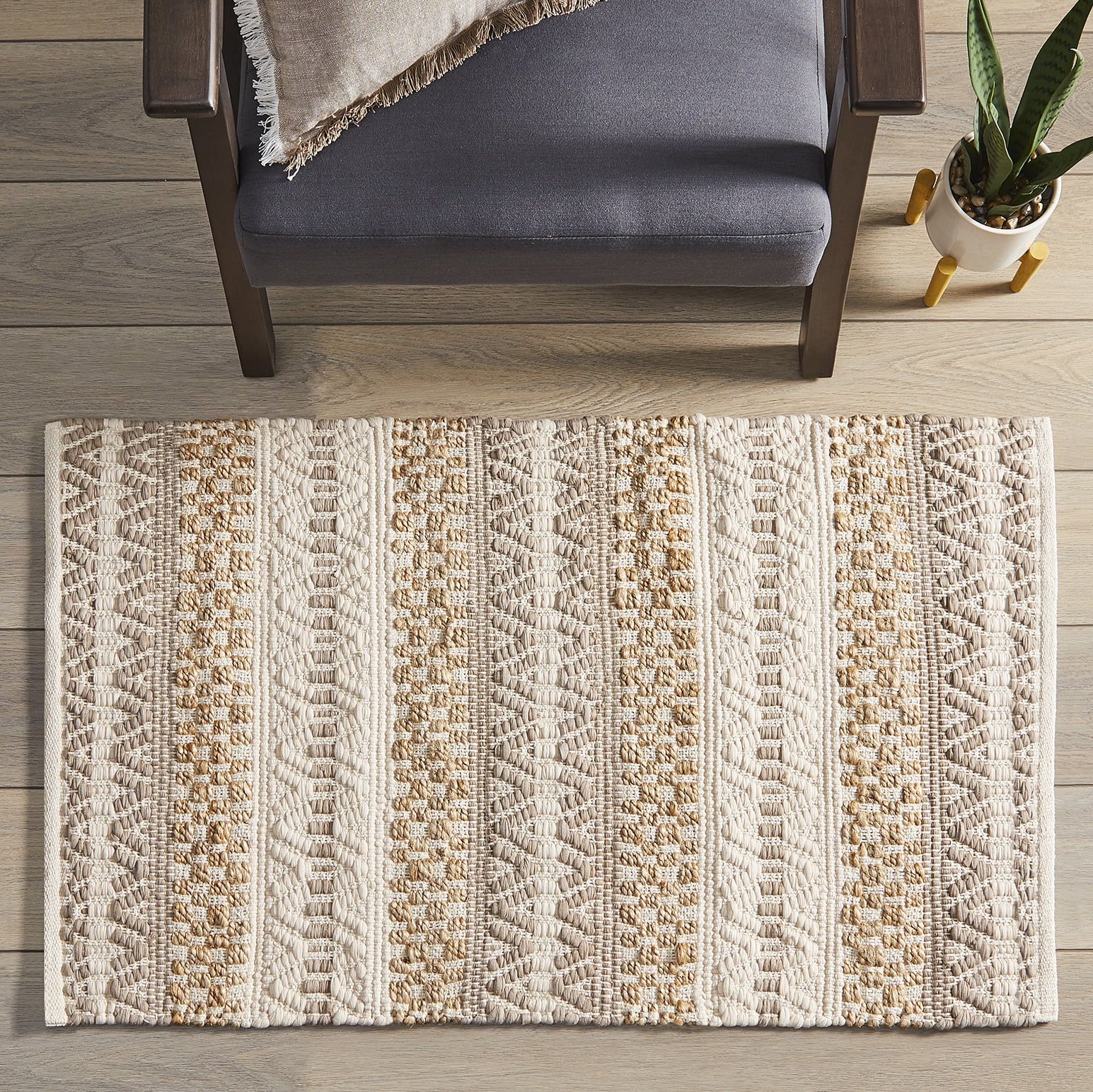 Better Homes & Gardens - Milan, 27" x 45" Accent Rug, Handwoven, Chevron-stripe, in neutral color... | Walmart (US)