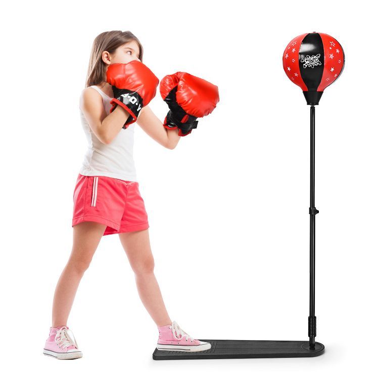 Costway Kids Punching Bag w/Adjustable Stand Boxing Gloves Boxing Set, Red | Target
