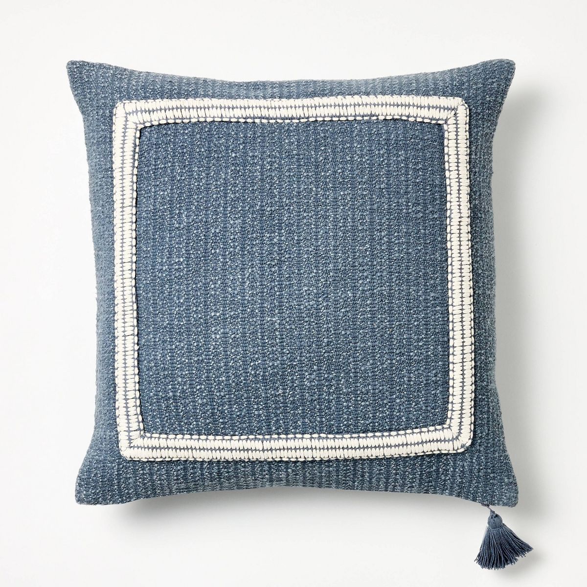 Embroidered Frame Square Throw Pillow Steel/Cream - Threshold™ designed with Studio McGee | Target