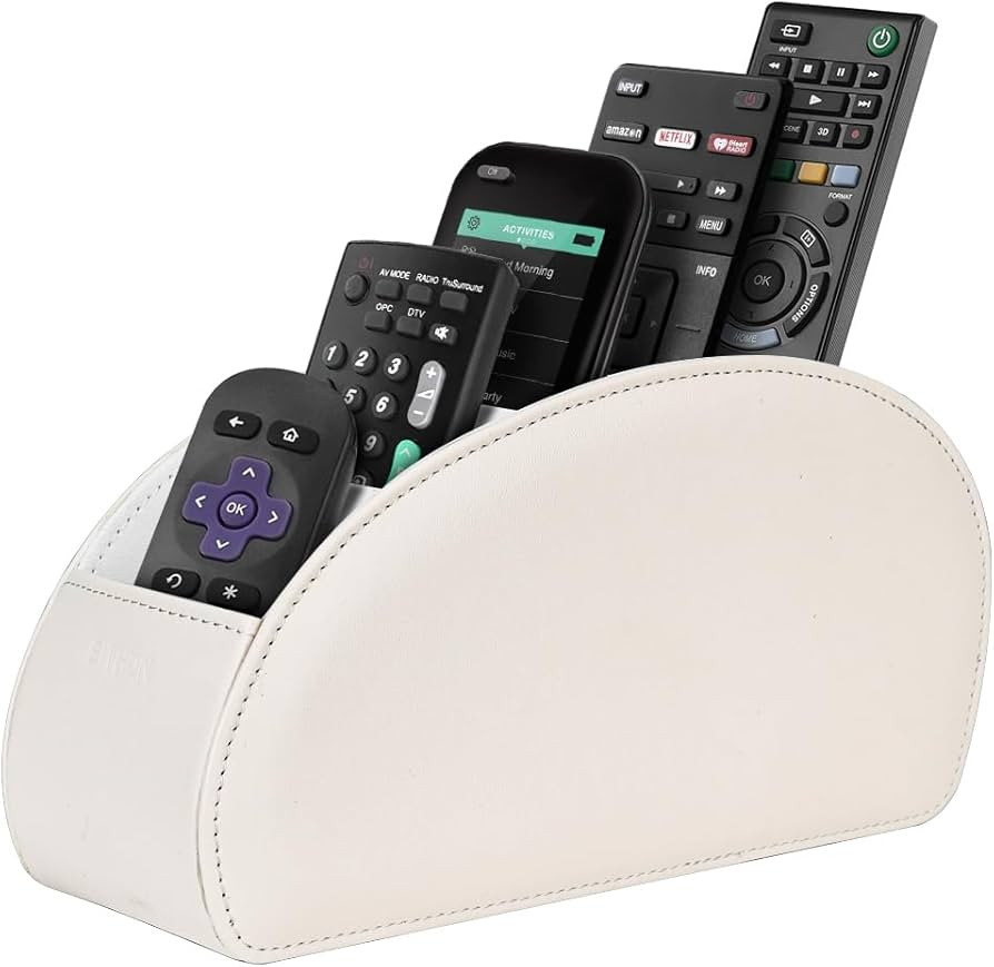SITHON Remote Control Holder with 5 Compartments - PU Leather Remote Caddy Desktop Organizer Stor... | Amazon (US)
