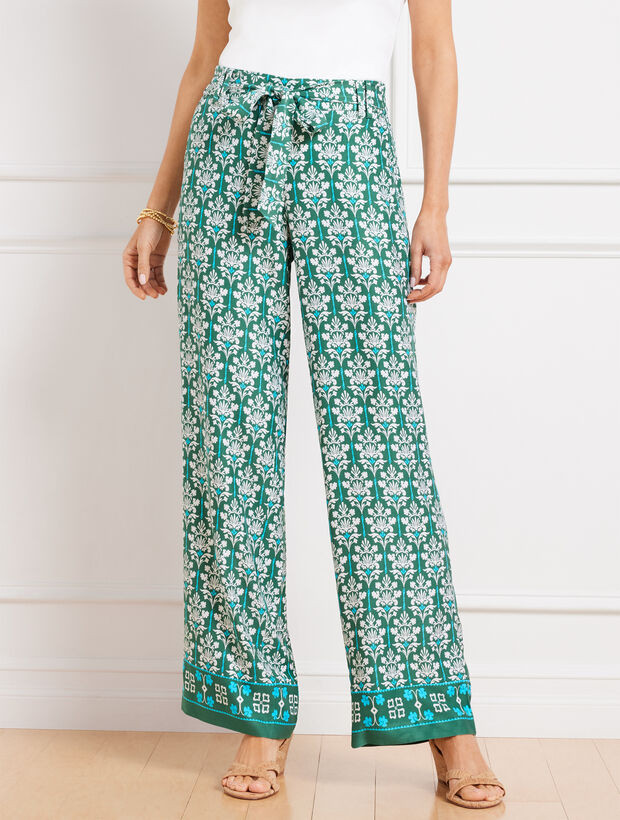Damask Bouquet Wide Leg Pants | Talbots