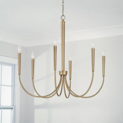 Capital Holden 33" Wide Aged Brass 6-Light Chandelier | Lamps Plus