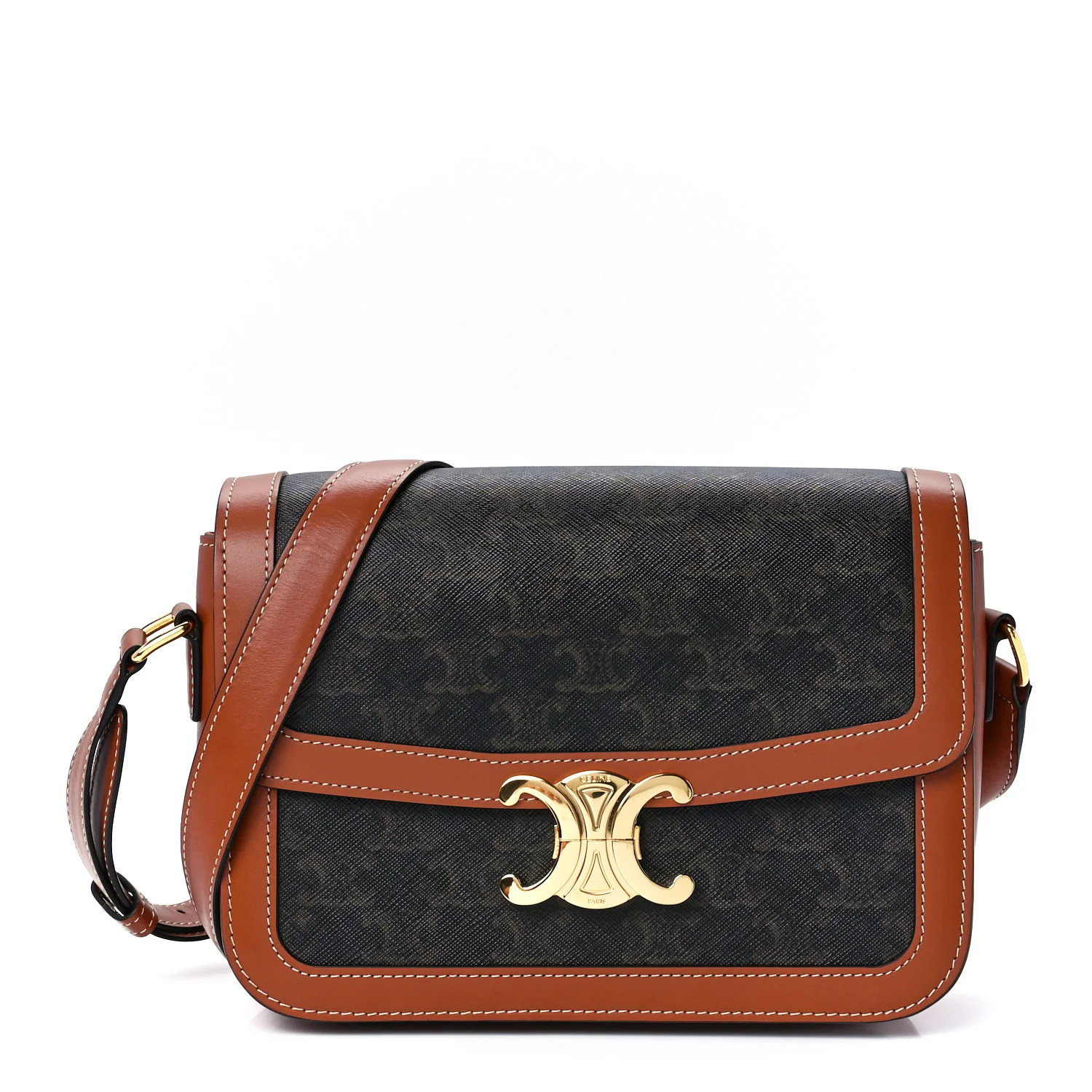 Triomphe Canvas Calfskin Medium Triomphe Bag Tan | FASHIONPHILE (US)