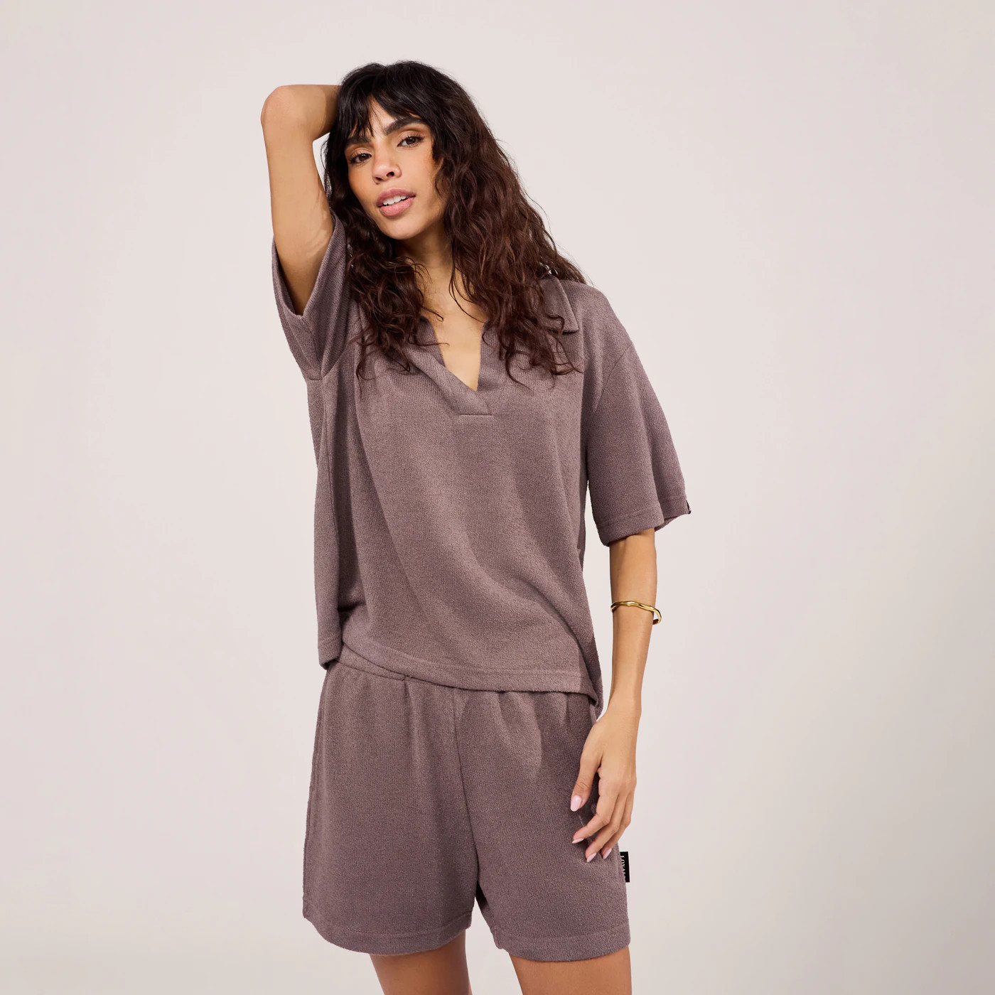 Lightweight Collared Knit Set | Mocha | LOVALL