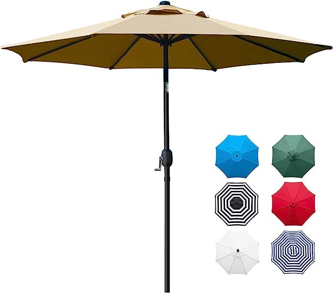 Sunnyglade 9' Patio Umbrella Outdoor Table Umbrella with 8 Sturdy Ribs (Tan) | Amazon (US)