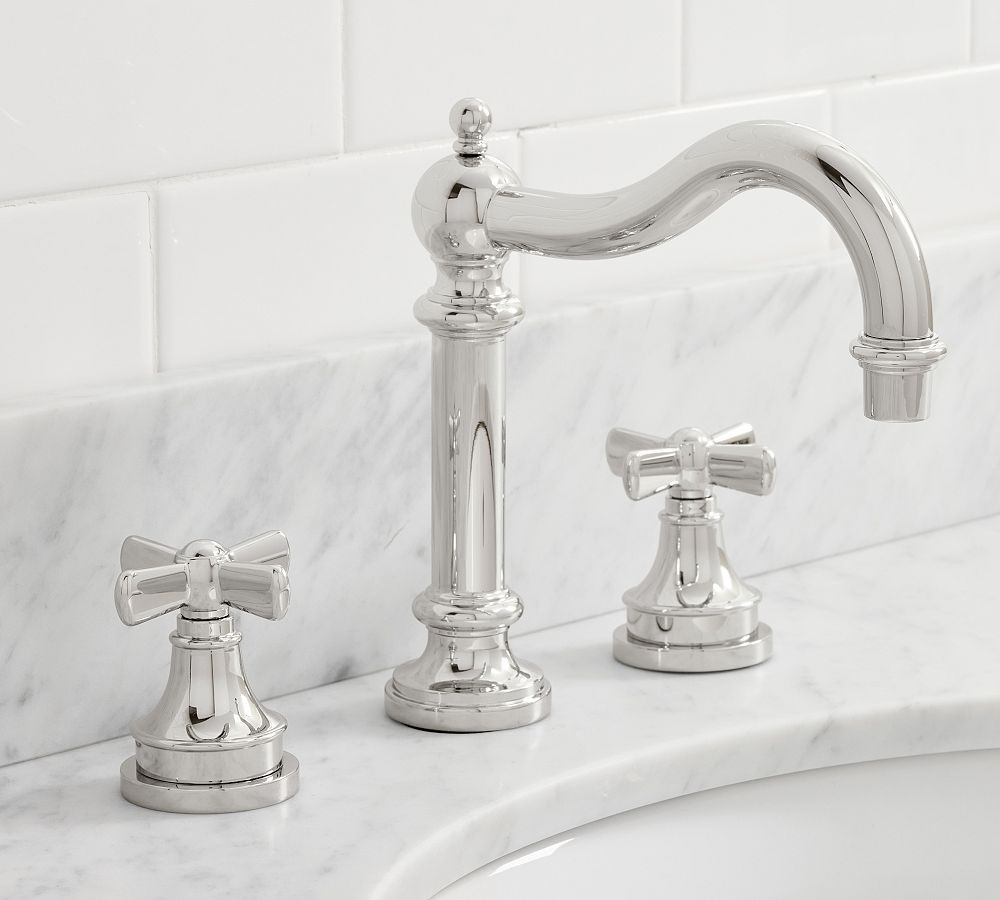 Mercer Cross Handle Widespread Bathroom Sink Faucet | Pottery Barn (US)