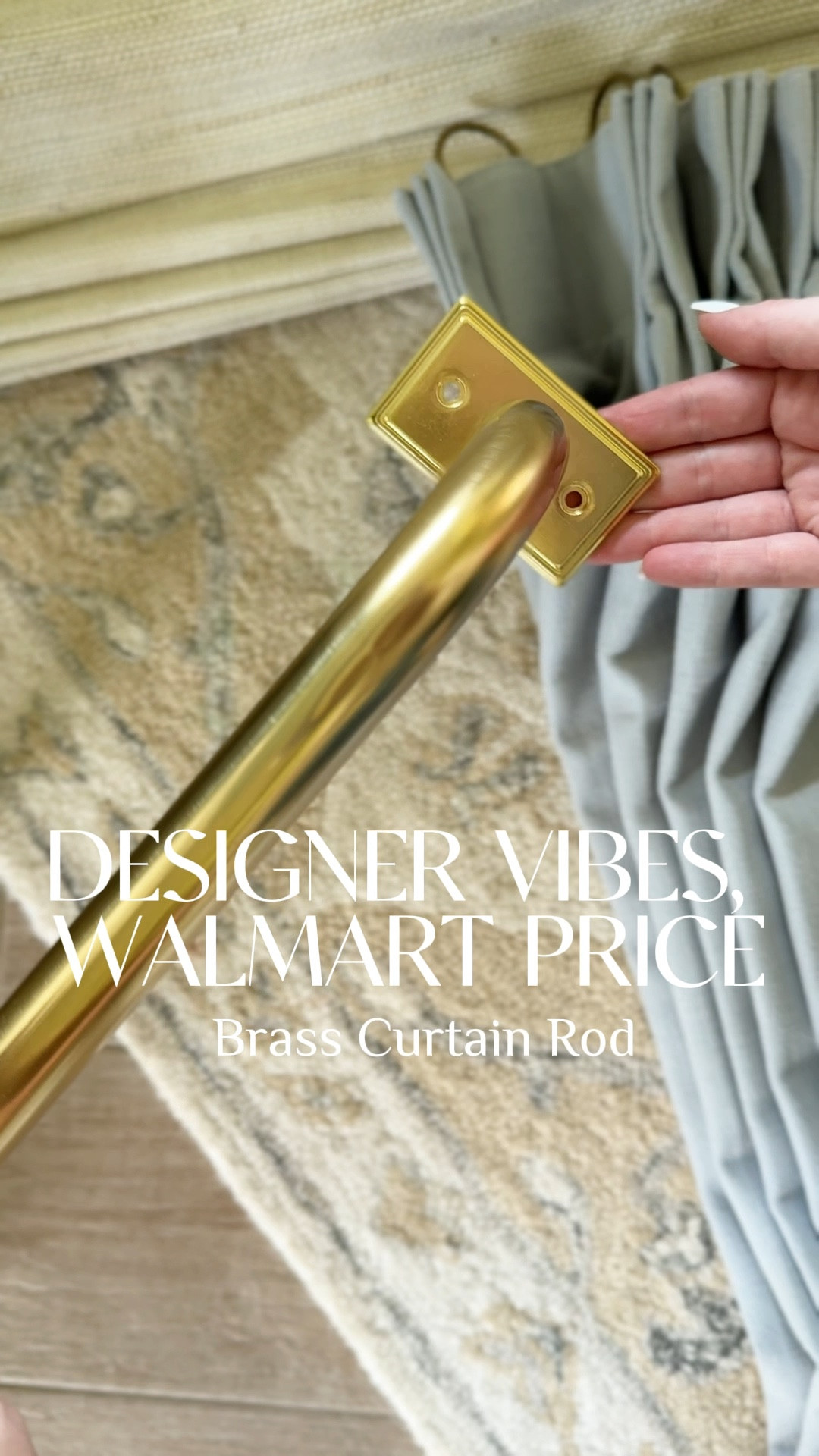I was so impressed with the quality of this brass-colored curtain rod from Walmart! I love the French return style—not just for how it lets curtains go fully to the wall to block light (perfect for bedrooms with blackout drapes)—but also for the brass finish, which looks high-end and feels really sturdy.

✨Curtain & Shades Details: 

-Two Pages Isabella cotton curtains in color Winter Sky, triple pleat, privacy lined, & memory trained. 

-Two Pages woven shades: natural bamboo Lay collection shades in color wall white-motorized. 

#curtainrods #walmartfinds #designerlookforless #budgetfriendlyhome #brasscurtainrods #frenchreturncurtainrod

#LTKFindsUnder50 #LTKHome