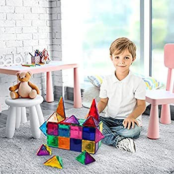 PicassoTiles 60 Piece Set 60pcs Magnet Building Tiles Clear Magnetic 3D Building Blocks Construction | Amazon (US)