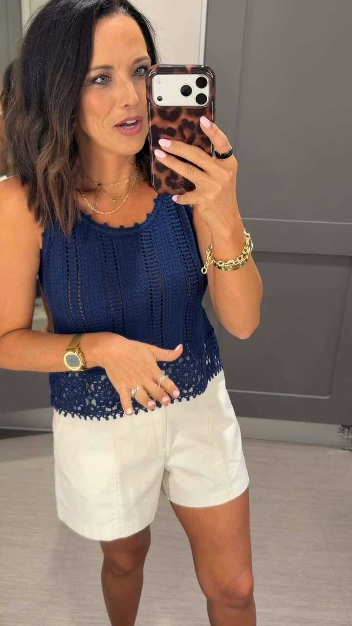💙 wearing size XS (5’3 for reference). Paired with white shorts—such a cute summer outfit.

#targetstyle #targetfinds #summeroutfit #crochettop #petitestyle #womensfashion #ltkstyle #ltkunder50 #outfitinspo