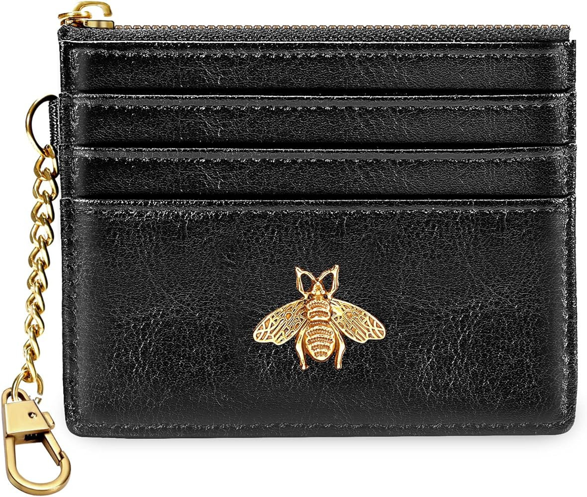 seavilia Card Holder Keychain Wallet for Women/Men with ID Window Rfid Coin Purse Bee Gifts Slim ... | Amazon (US)