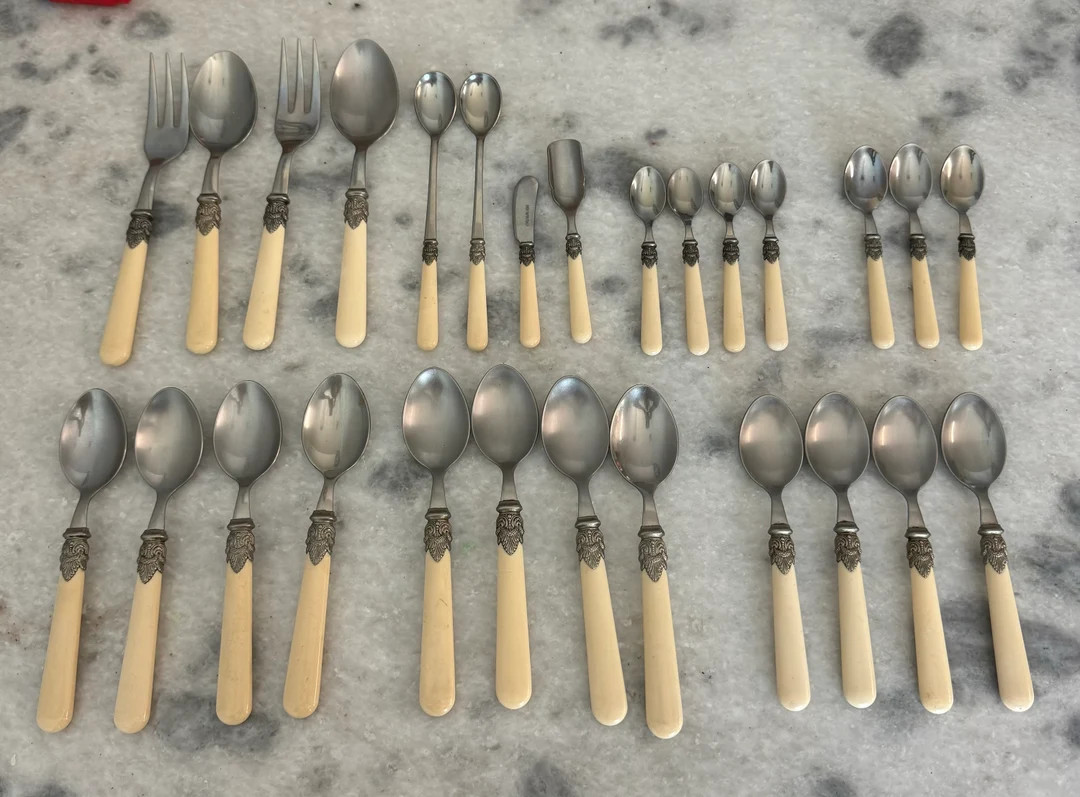 Stunning Italian Vintage Eme Inox Silverware, Ivory Handle Flatware, Vintage Italian Flatware, Lo... | Etsy (US)
