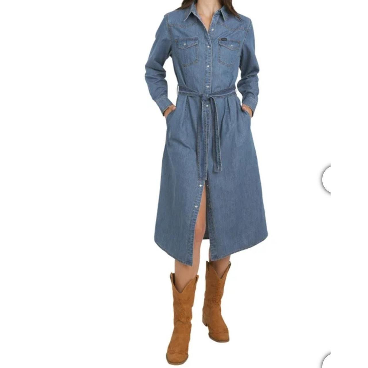 Wrangler Women's Dress - Blue - S | Depop US