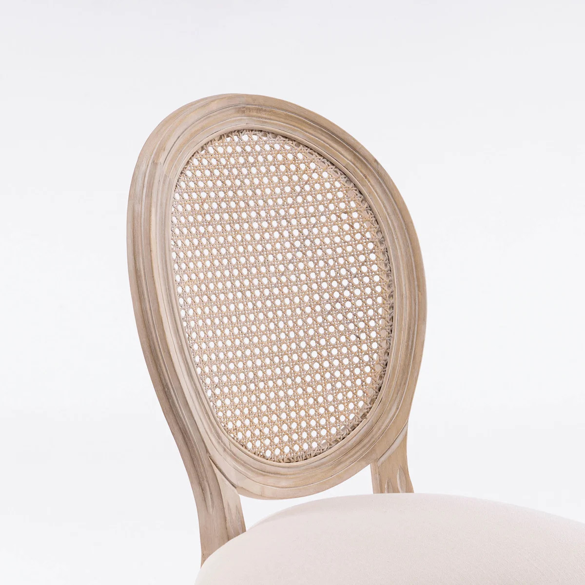French Style Solid Wood Frame Linen Fabric Rattan Back Dining Chair,Set of 2 | Wayfair North America