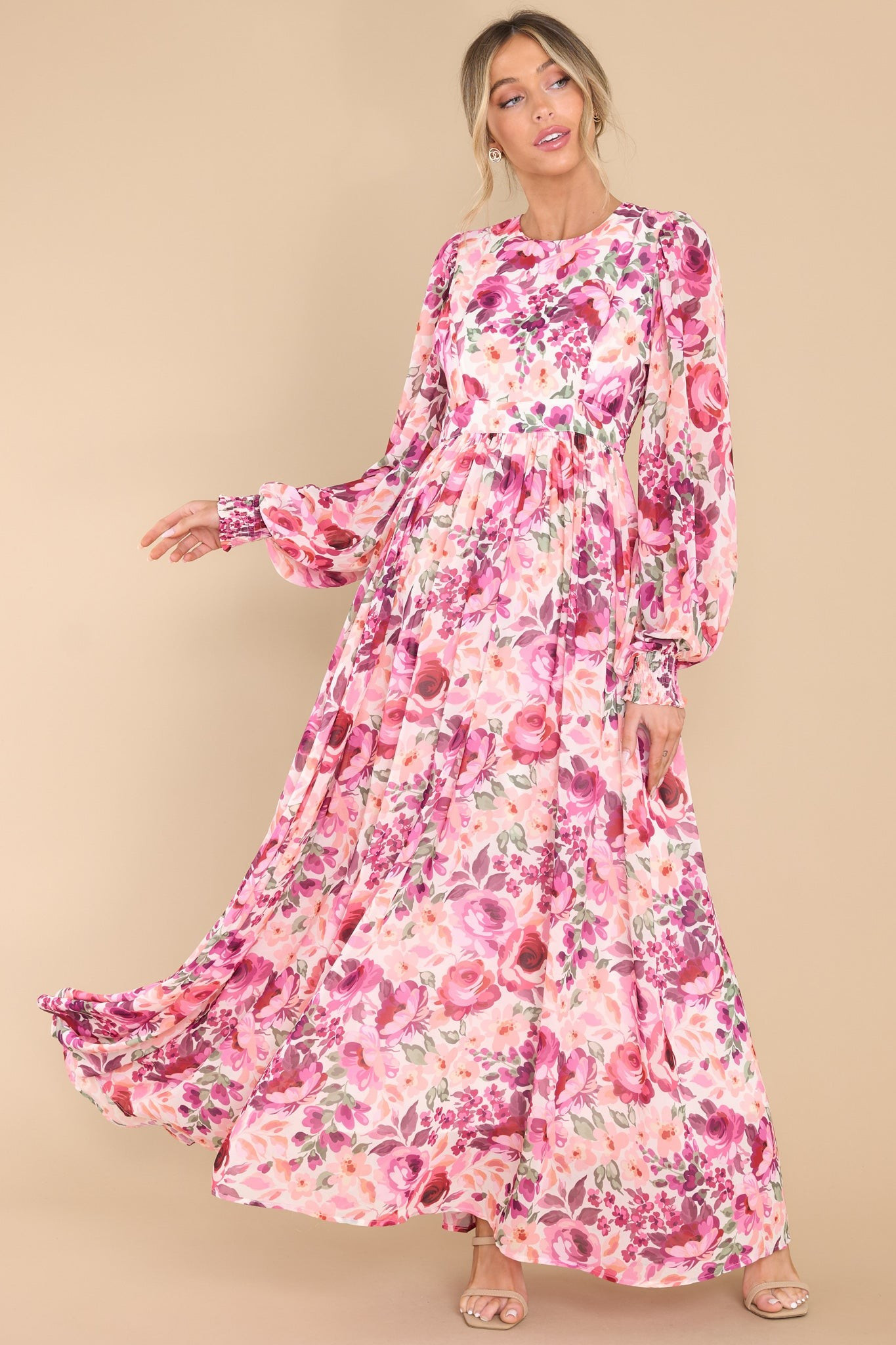 Covered In Sunshine Ivory Multi Floral Print Maxi Dress | Red Dress 