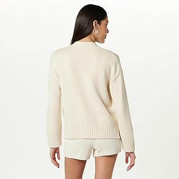 Amazon.com: The Drop Women's Brigitte Chunky Button Front Pocket Ribbed Cardigan, Whisper White, ... | Amazon (US)