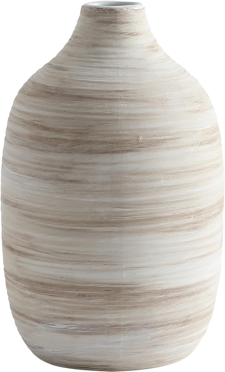9 Inch White Flower Vase for Fresh/Dried Flowers|Ceramic Pampas Grass Vase|Decorative Rustic Vase... | Amazon (US)