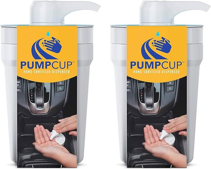 PumpCup Portable Hand Sanitizer Dispenser for Car Cup Holders (2 Pack, White) | Amazon (US)